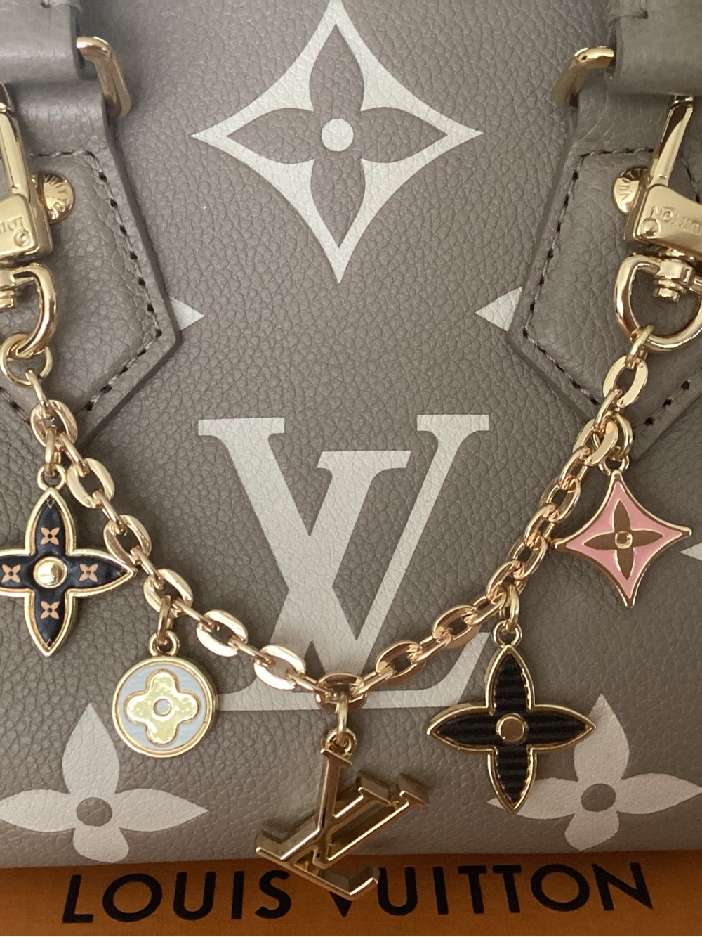 Louis Vuitton keychain with Gold Charms